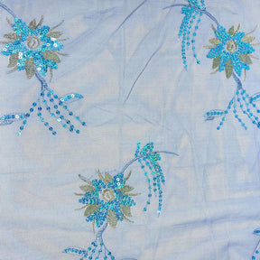 Royal Blue Wildflower Embroidered on Mesh