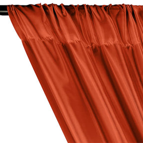 Poly China Silk Lining Rod Pocket Curtains - Rust