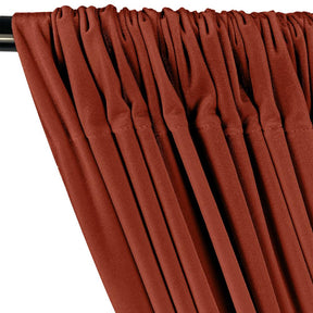 Stretch Velvet Rod Pocket Curtains - Rust