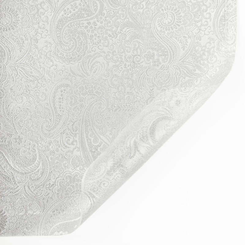 Silver Paisley Metallic Brocade Fabric 60