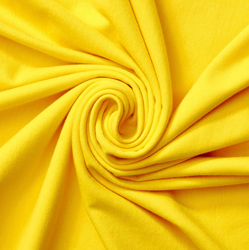 Cotton Jersey Lycra Spandex knit Stretch Fabric 58/60" wide (Yellow) Cotton Jersey Lycra Spandex knit Stretch Fabric 58/60" wide (Yellow)