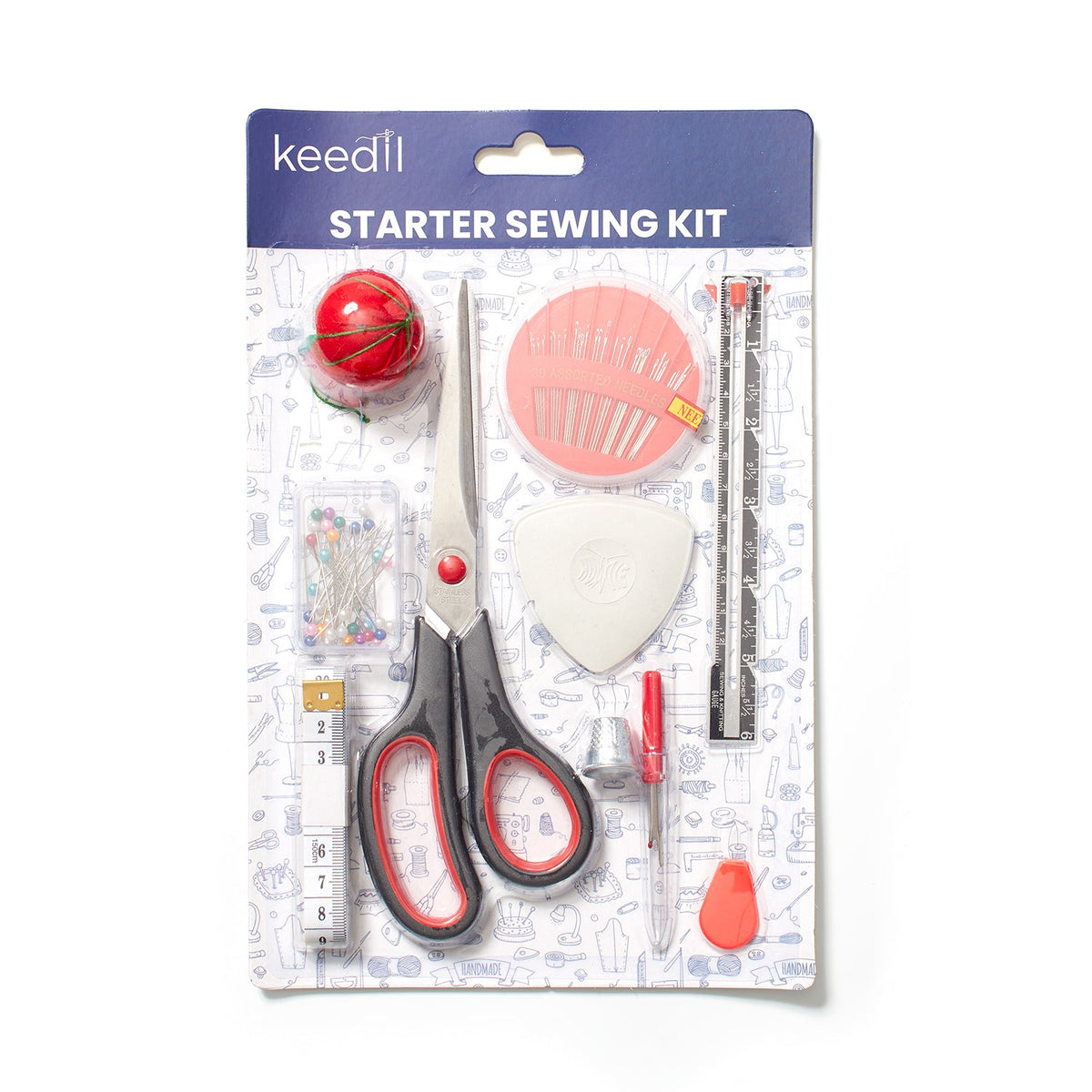 Sewing Kit With Needle Thread Button Scissors And Tape Measure