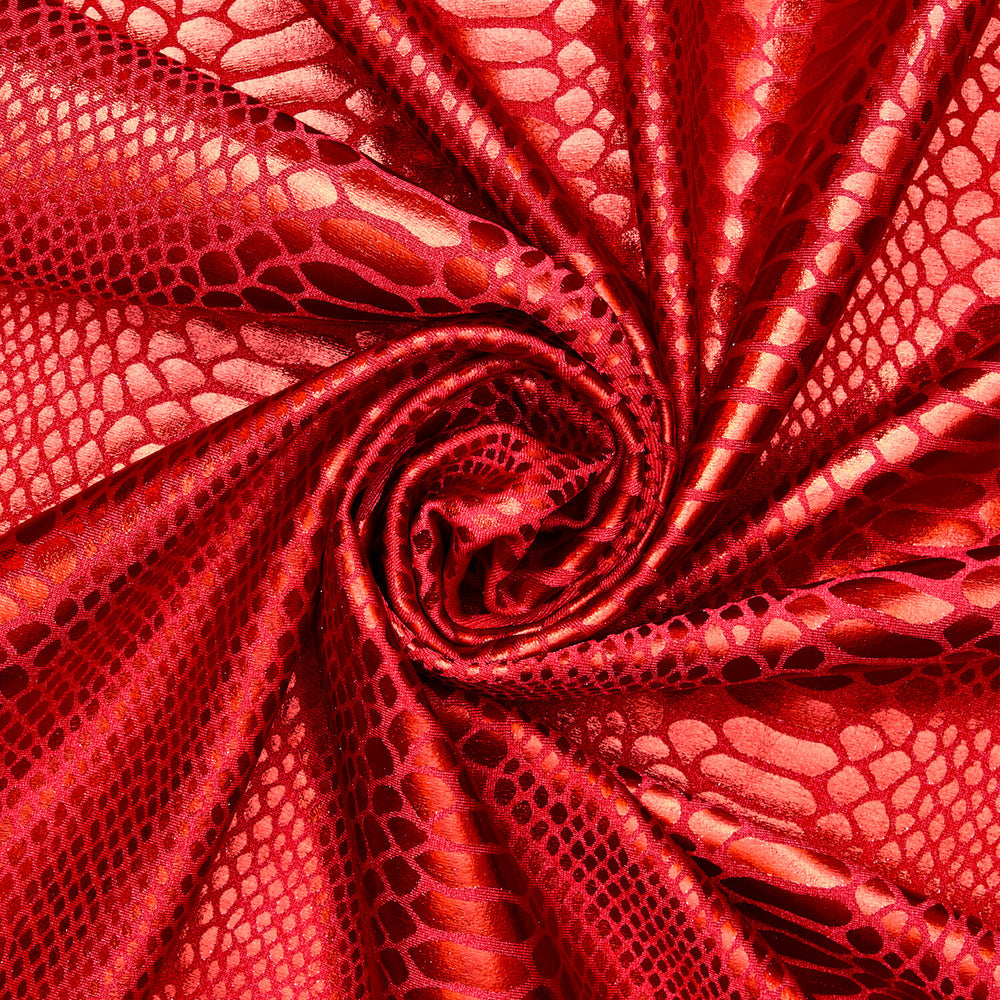 Snake Scale Hologram Tricot Foil Fabric SV577973 Red / Red 1
