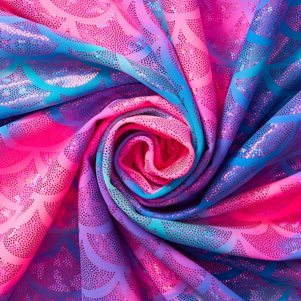 ENTELARE Hologram Iridescent Mermaid Fabric Metallic Foil Stretch Fabric(Purple 1Yard)