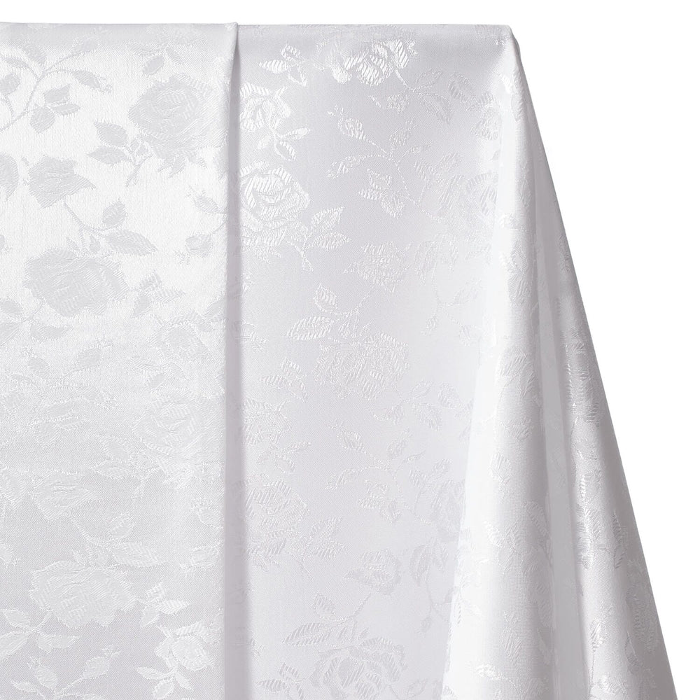 White Rose Satin Jacquard Fabric