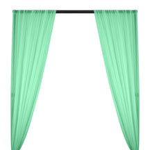 Silk Georgette Chiffon Rod Pocket Curtains - Seafoam