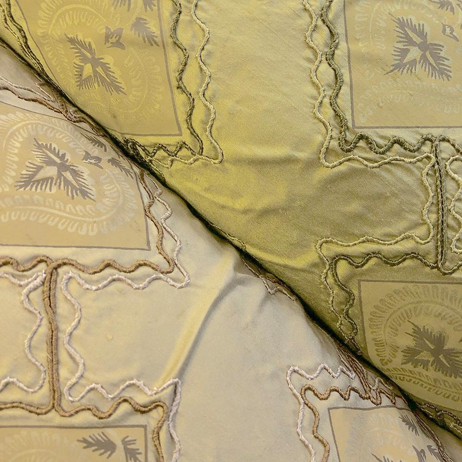 Silk Dupioni Corded Embroidery Fabric 100% Silk $28.99/ yard Sold BTY