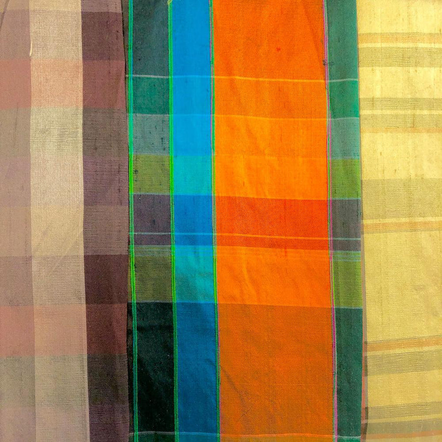 Mulitcolor Tartan Plaid Silk Shantng 474 Fabric