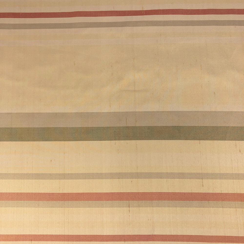 Silk Shantung Stripes Fabric SV575821 Beige/Red 1