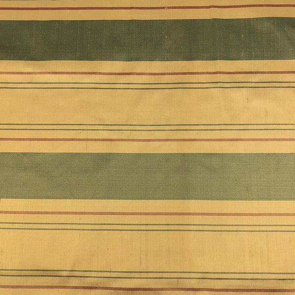 Silk Shantung Stripes Fabric SV575820 Gold/Green 1