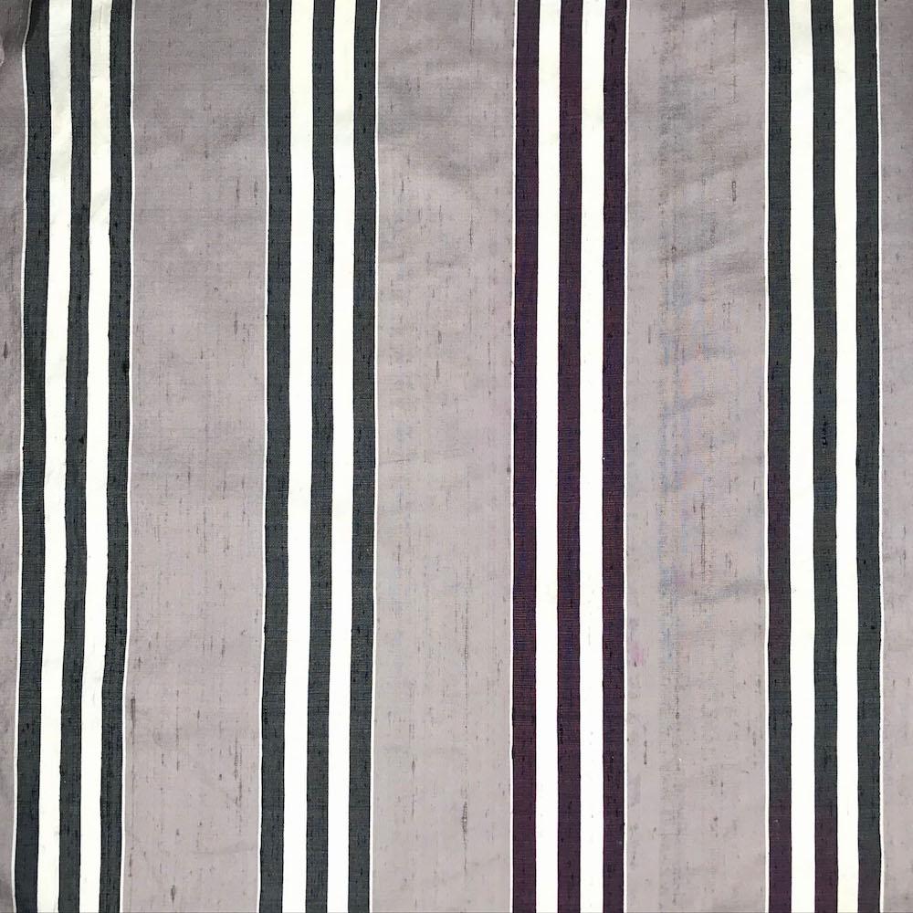 Silk Shantung Stripes Fabric SV575931 Silver/Black 1