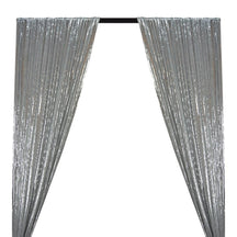 All-Over Micro Sequins Starlight On Stretch Mesh Rod Pocket Curtains - Silver