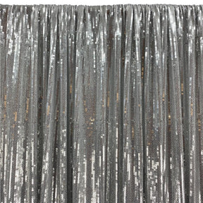 All-Over Micro Sequins Starlight On Stretch Mesh Rod Pocket Curtains - Silver