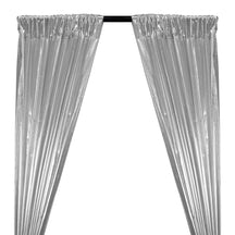 Tissue Lame Rod Pocket Curtains - Silver / Black