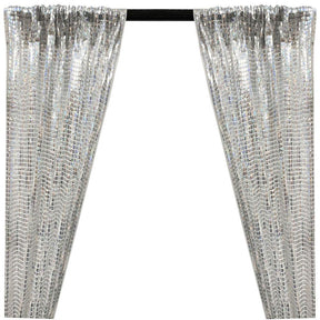 Hologram 8mm Square Sequins Rod Pocket Curtains (All Colors Available) - Silver