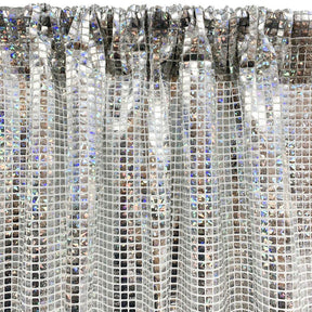 Hologram 8mm Square Sequins Rod Pocket Curtains (All Colors Available) - Silver