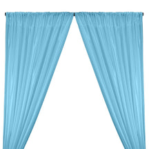 Poly China Silk Lining Rod Pocket Curtains - Sky Blue