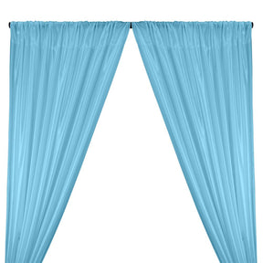 Poly China Silk Lining Rod Pocket Curtains - Sky Blue