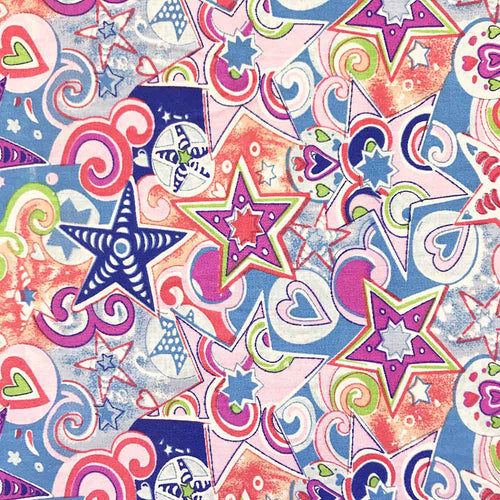 Star Studded Blue Print Fabric Cotton Polyester Broadcloth $4.99/yard