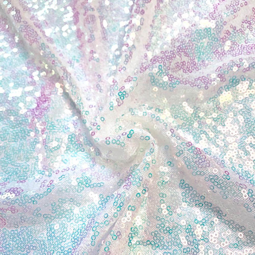 Zigzag Starlight Micro Sequins On Stretch Mesh Fabric Hologram White SV575605 A2