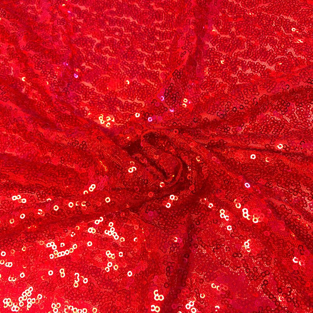Zigzag Starlight Micro Sequins On Stretch Mesh Fabric Red SV575612 A2