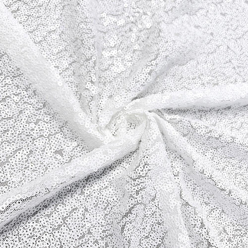 Zigzag Starlight Micro Sequins On Stretch Mesh Fabric Snow White SV575614 A2