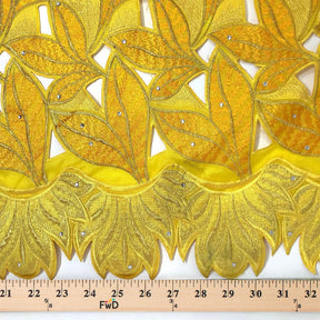 Sunflower Yellow Tiger Leaf Lace on Organza