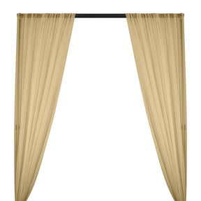 Silk Georgette Chiffon Rod Pocket Curtains - Taupe