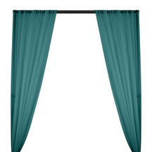 Silk Georgette Chiffon Rod Pocket Curtains - Teal