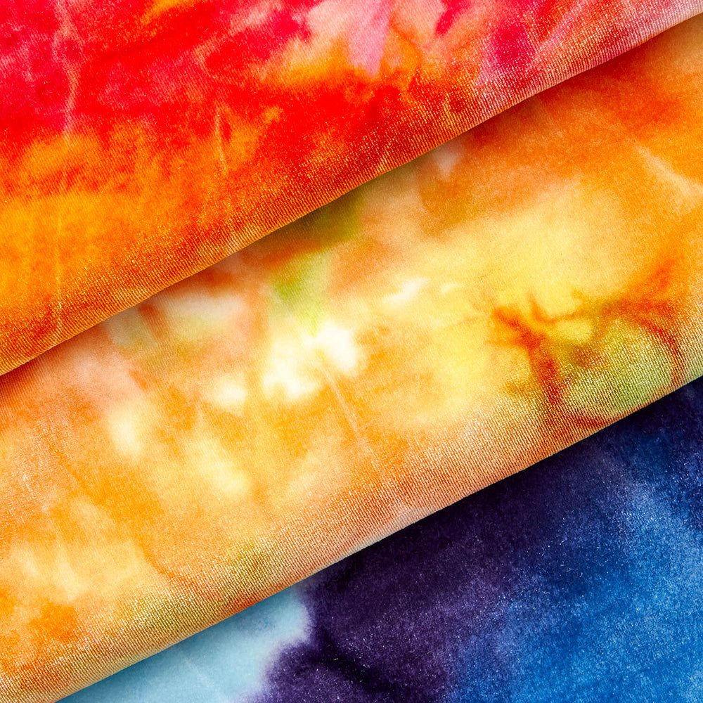 Tie Dye Stretch Velvet Fabric By The Yard