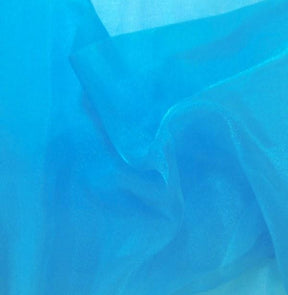 Crystal Organza Rod Pocket Curtains - Turquoise