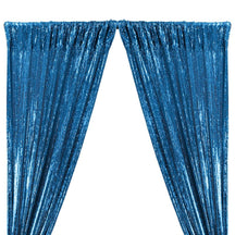 All-Over Sequins Mermaid Scale on Stretch Mesh Rod Pocket Curtains - Turquoise