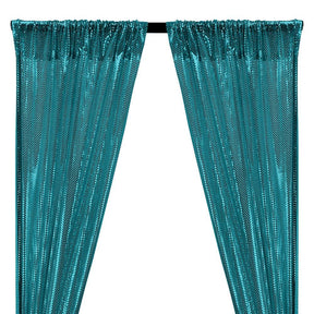 American Trans Knit Sequins Rod Pocket Curtains - Turquoise