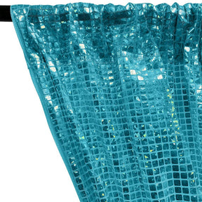 Hologram 8mm Square Sequins Rod Pocket Curtains -  Turquoise