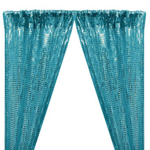 Hologram 8mm Square Sequins Rod Pocket Curtains -  Turquoise