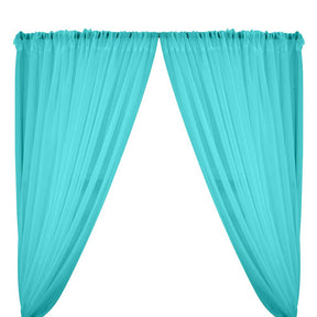 Sheer Voile Rod Pocket Curtains - Turquoise