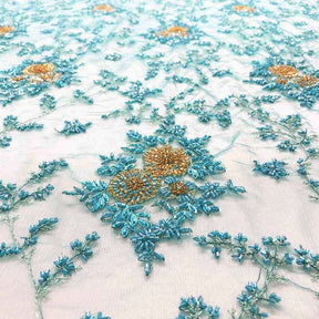 Turquoise Spruce With Vine Beaded Bridal Lace