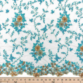 Turquoise Spruce With Vine Beaded Bridal Lace