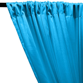 Stretch Charmeuse Satin Rod Pocket Curtains - Turquoise