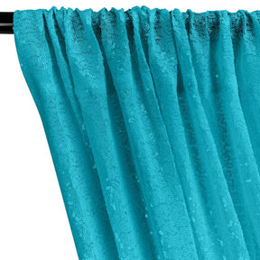 Zigzag Micro Sequins Starlight Rod Pocket Curtains - Turquoise