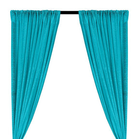 Zigzag Micro Sequins Starlight Rod Pocket Curtains - Turquoise