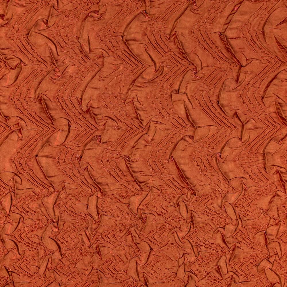 Rufe Texture Pattern Two-Tone Rust Ruched Ruffle Satin Fabric