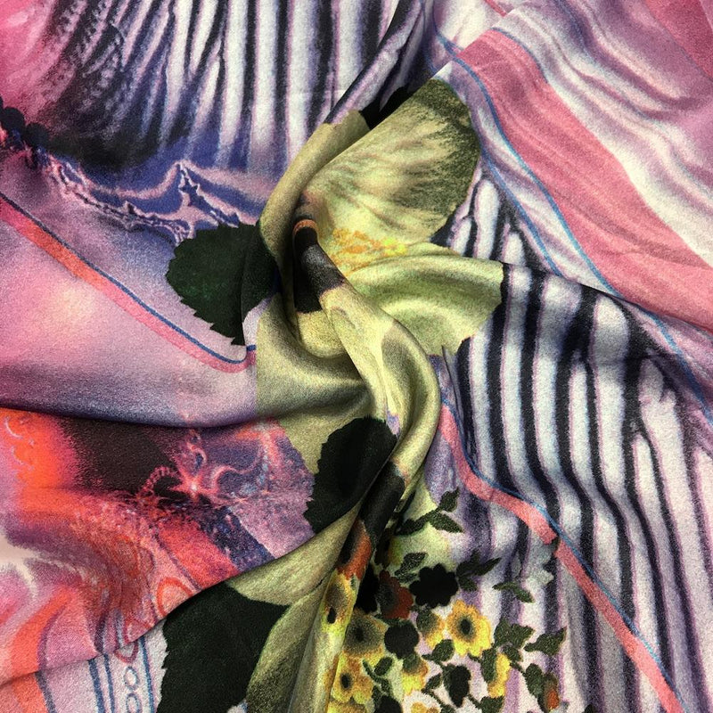 Vanessa Pink Printed Charmeuse Fabric