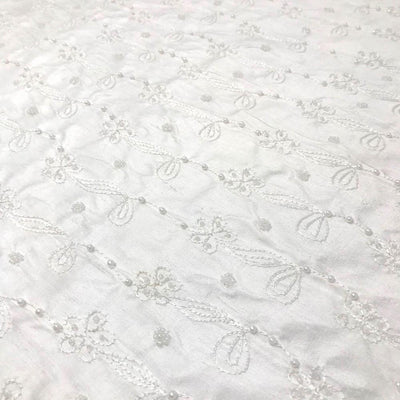 Pearl White Embroidered Dupioni Silk main image 1