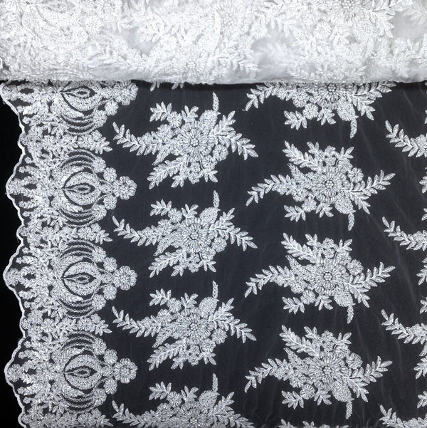 Floral Bridal Lace Beaded Fabric Fabric