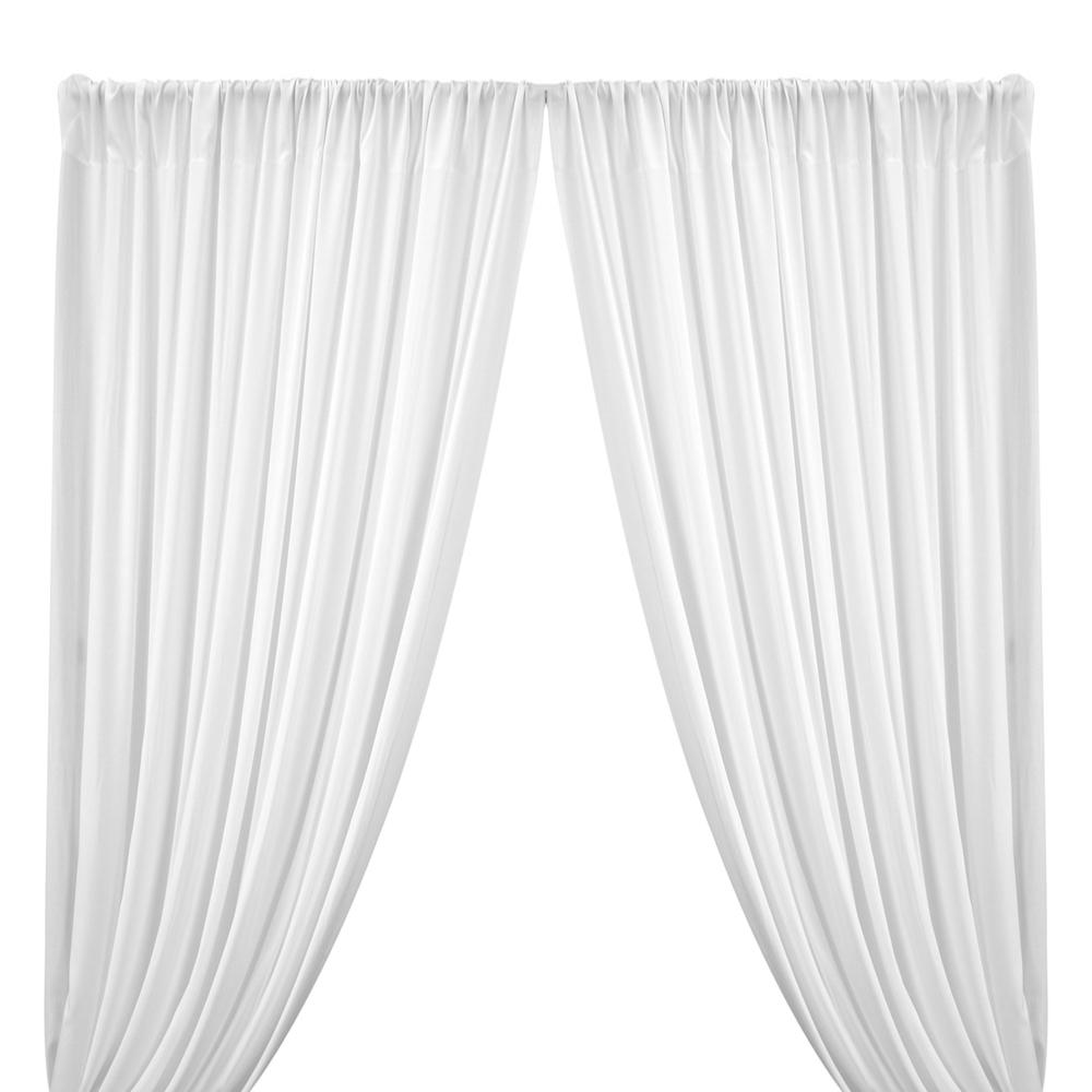 White Rayon Challis Fabric Curtains with Pockets for Pipe Drape