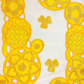 Yellow Circle Embroidery Lace on Mesh