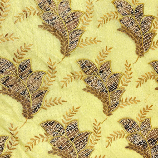 Yellow Leaf Embroidery Print