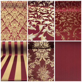 Burgundy & Gold Jacquard Fabric