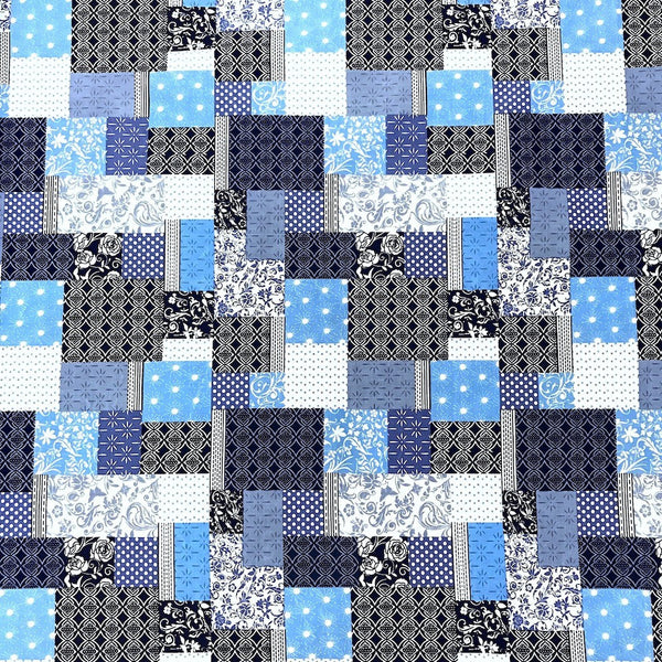 Foulard Patch Blue Print Sheeting Fabric